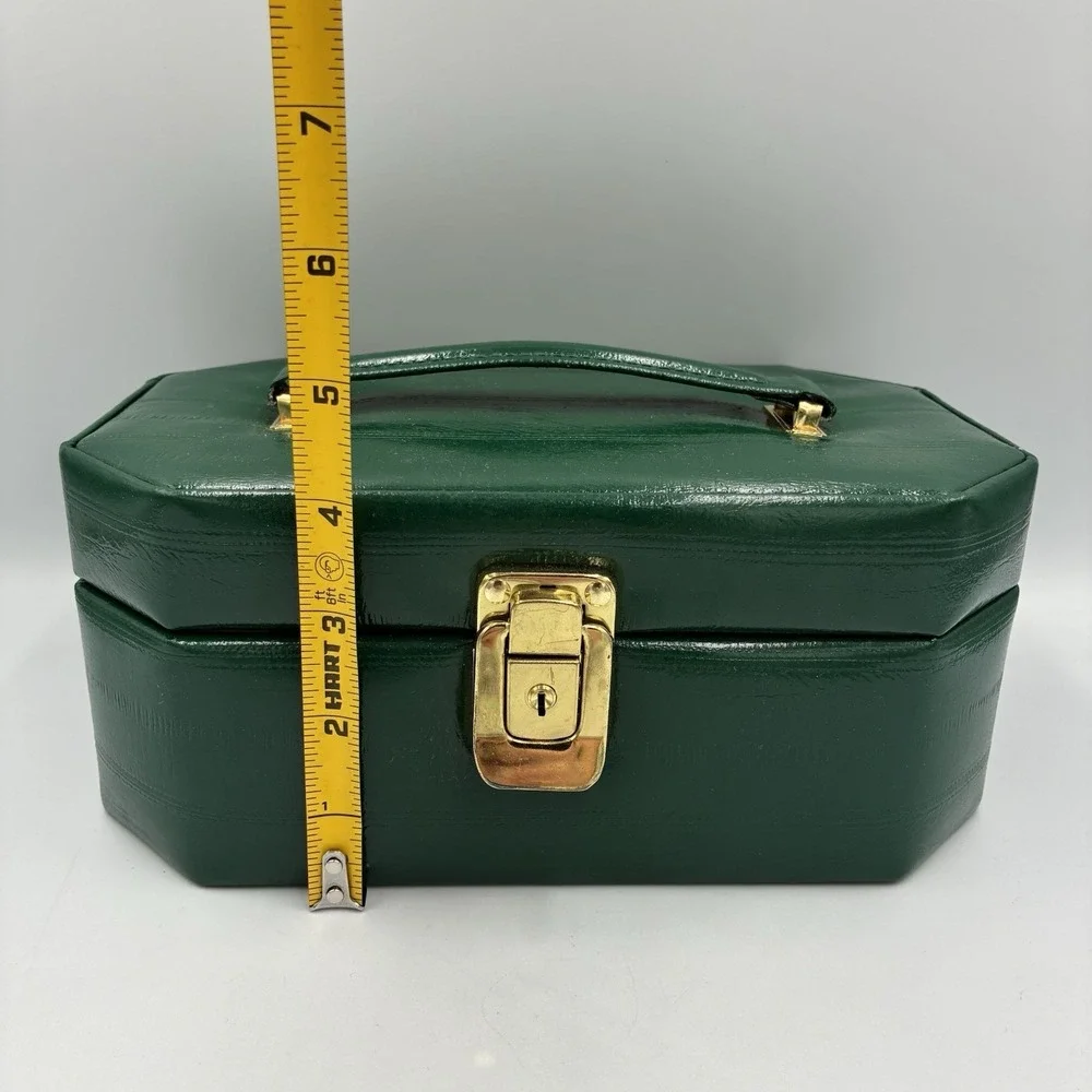 Vintage International Silver Company Travel Jewelry Box Green Color